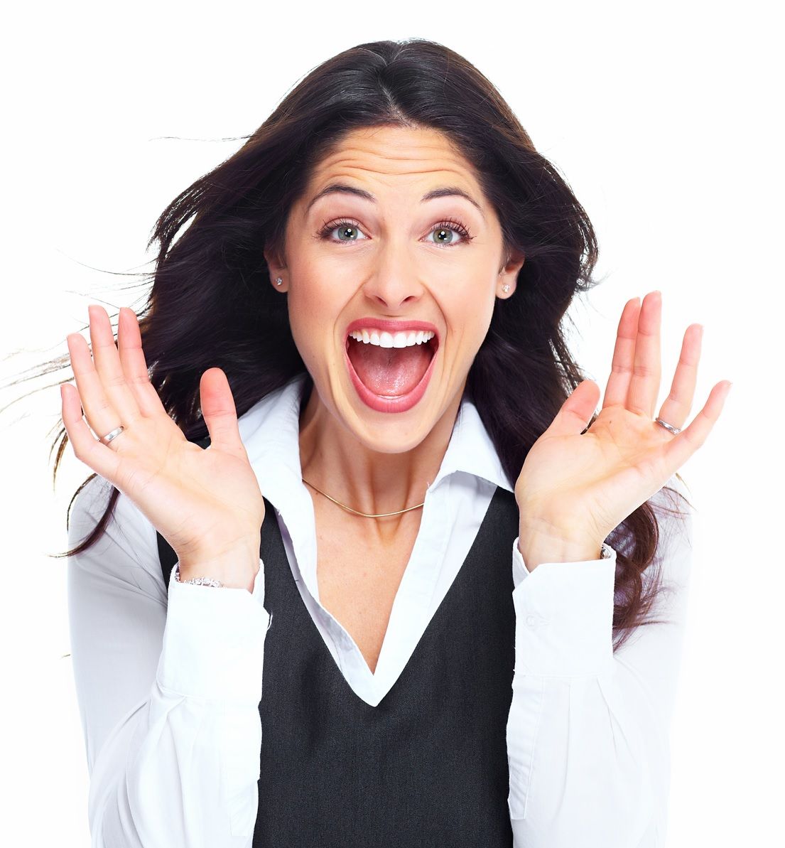 A young woman smiling after teeth whitening treatments in Plantation, FL.